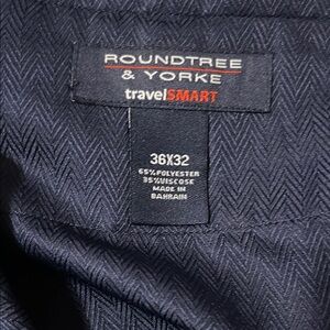 Roundtree & Yorke Dark Blue Herringbone Dress Pants